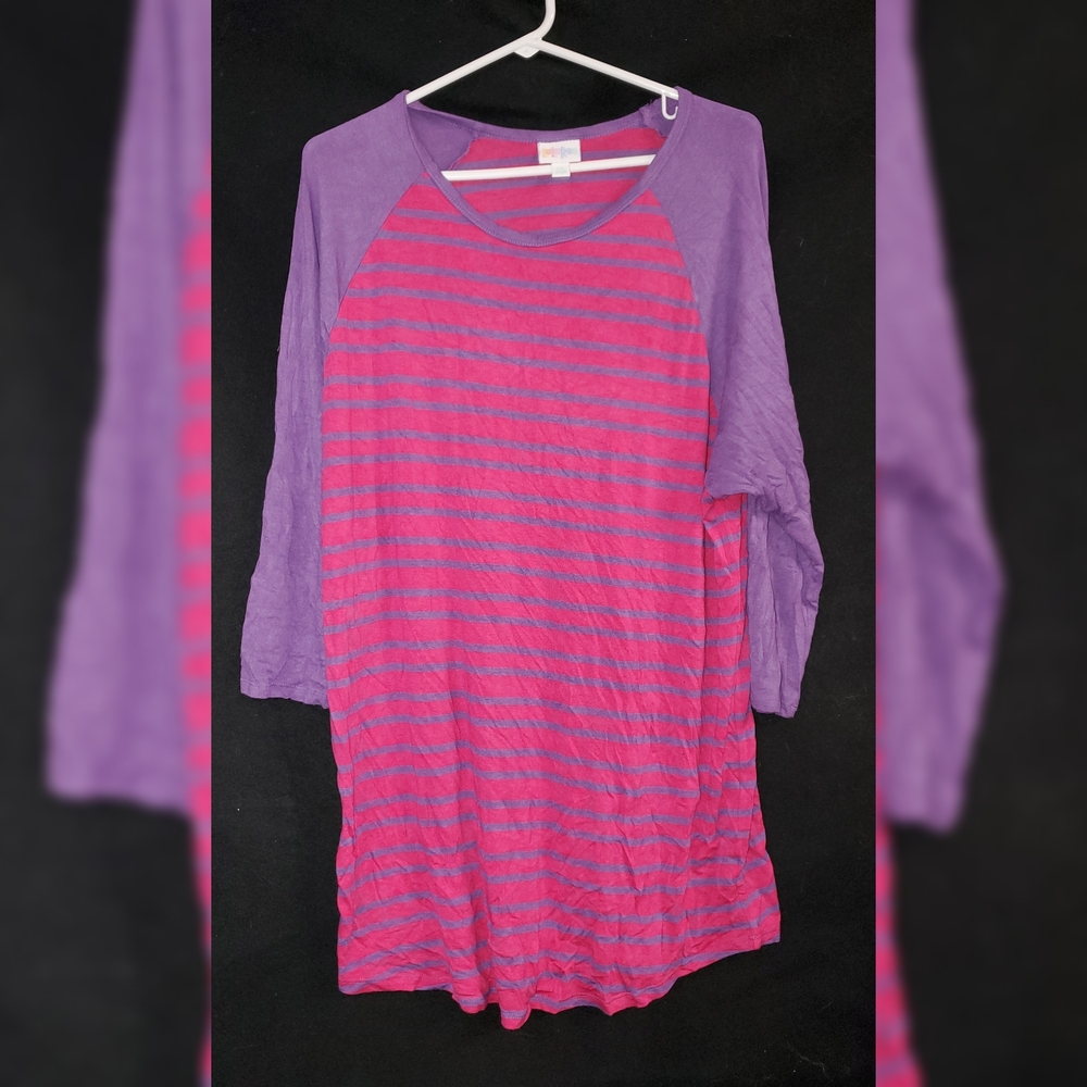 Randy Purple and Pink Striped Women's Top 2x